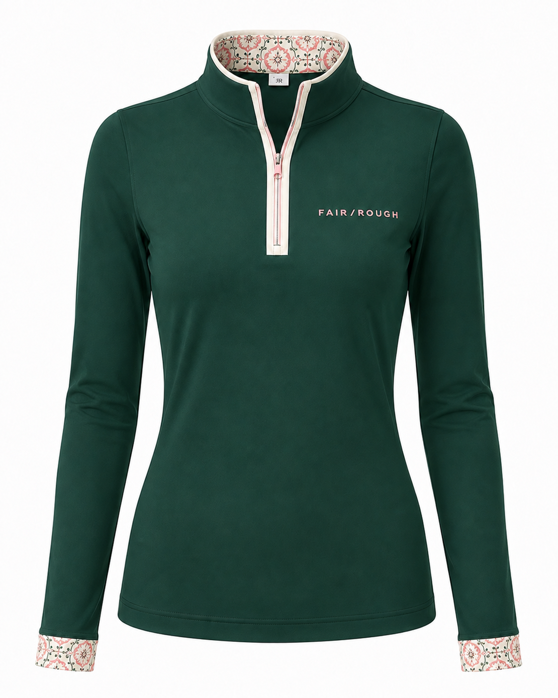 Emerald Fairway Mock Neck Top with zip