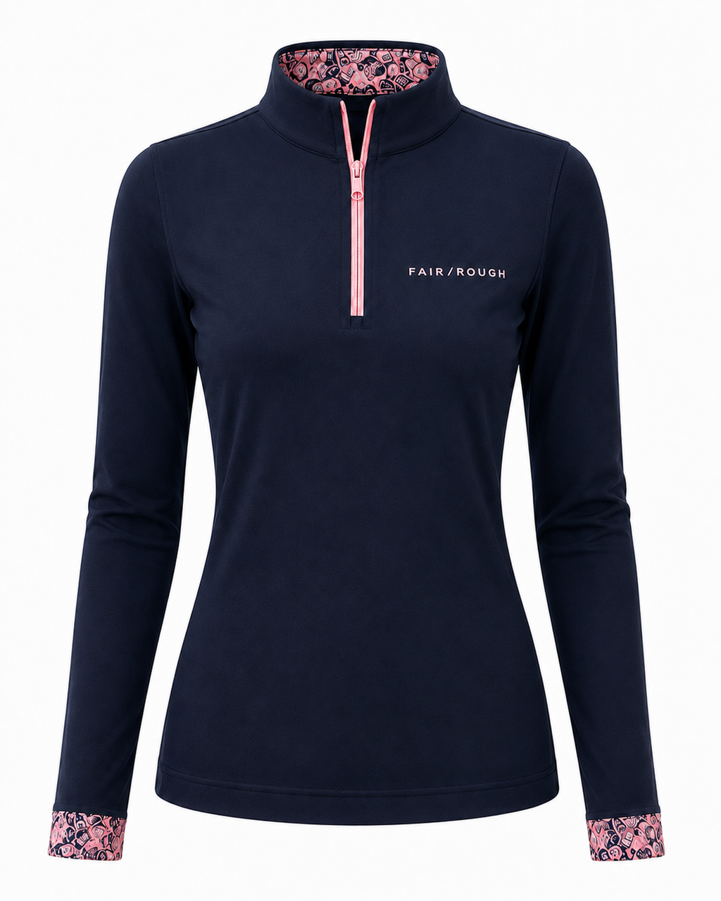 Midnight Bloom Mock Neck Top with zip