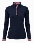 Midnight Bloom Mock Neck Top with zip